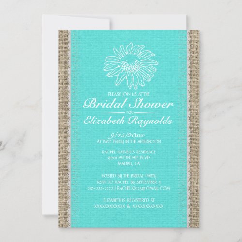 Teal Vintage Lace Bridal Shower Invitations