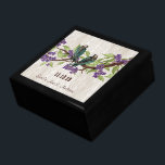 Teal Vintage Luv Bird Purple Cherry Blossom Branch Gift Box<br><div class="desc">Wedding Black Lacquer Keepsake Custom Designer Personalized Jewelry Box or Memory Box Elegant Unique Wedding Anniversary  Christmas Gifts or Valentines Day Gifts</div>