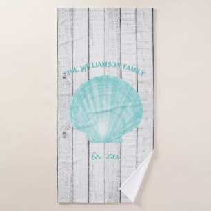 Teal Vintage Scallop Shell Bath Towel Set