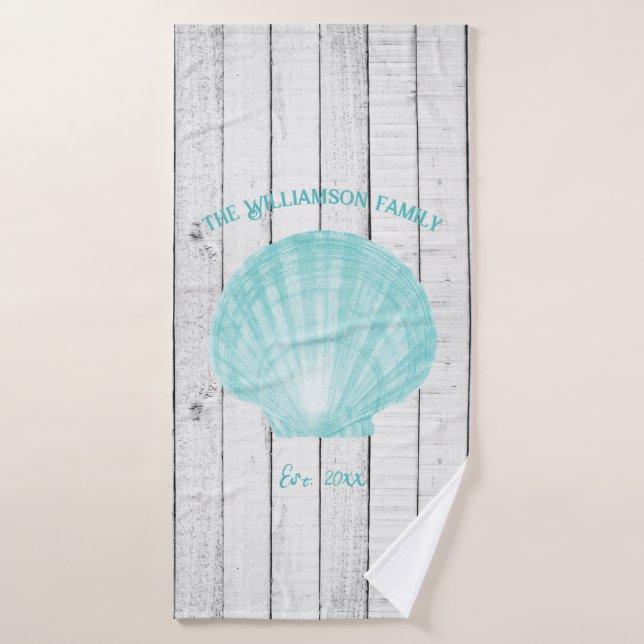 Teal Vintage Scallop Shell Bath Towel Set (Bath Towel)
