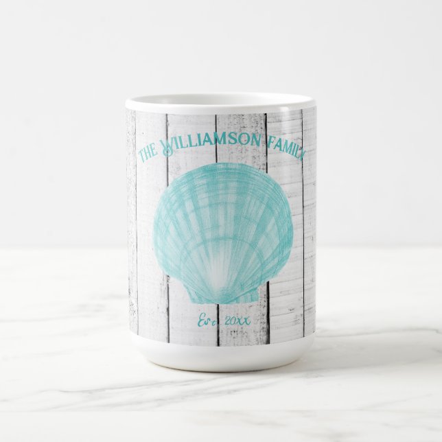 Teal Vintage Scallop Shell Coffee Mug (Center)