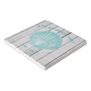Teal Vintage Scallop Shell Trivet