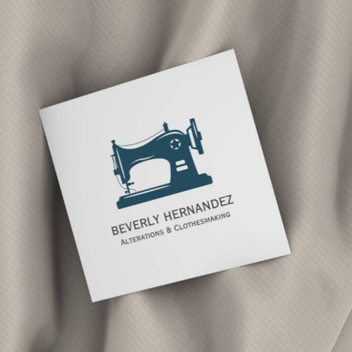 Teal Vintage Sewing Machine Seamstress  Square Business Card