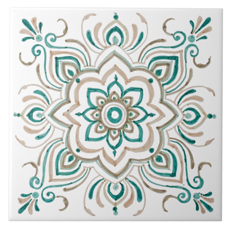 Teal Vintage Spanish tile Zazzle