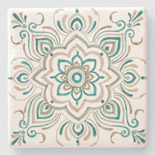 Teal Vintage Spanish Tile Coaster Zazzle