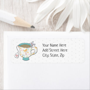 Teal Vintage Tea Cup Label