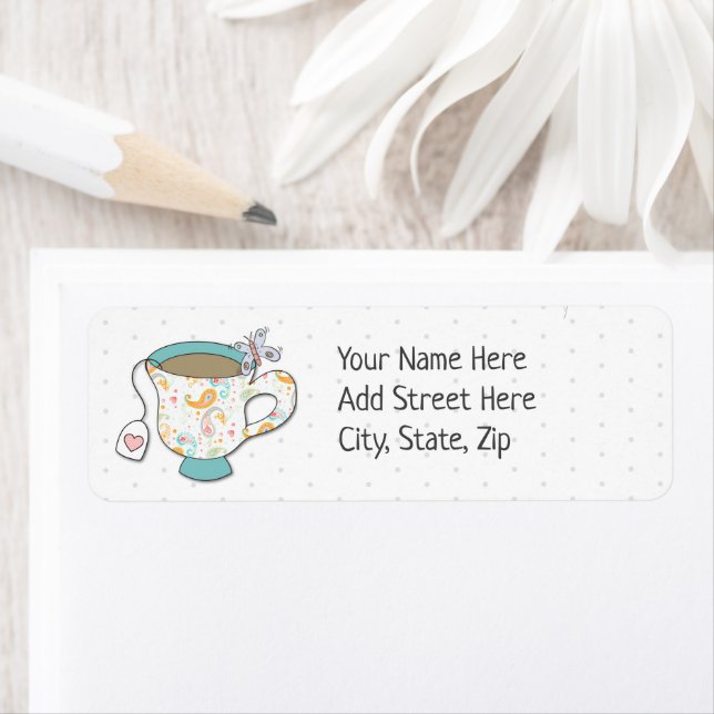 Teal Vintage Tea Cup Label (Insitu)