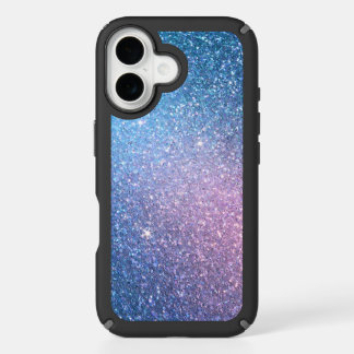 Teal Violet Glitter Ombre Monogram iPhone Case