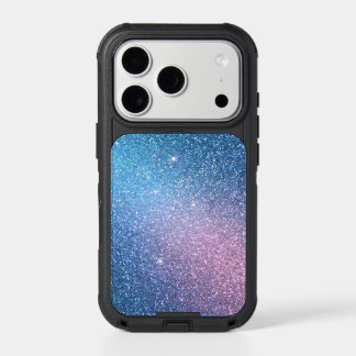 Teal Violet Glitter Ombre Monogram iPhone Case