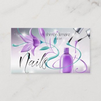 Teal & Violet Nail Artist Professional Salon Spa Business Card by EleganceUnlimited at Zazzle