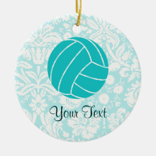 Teal Volleyball Ceramic Ornament