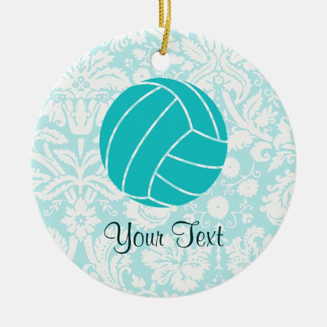 Teal Volleyball Ceramic Ornament (Front)