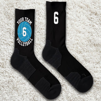 Teal Volleyball Custom Team Name and Player Number Socks