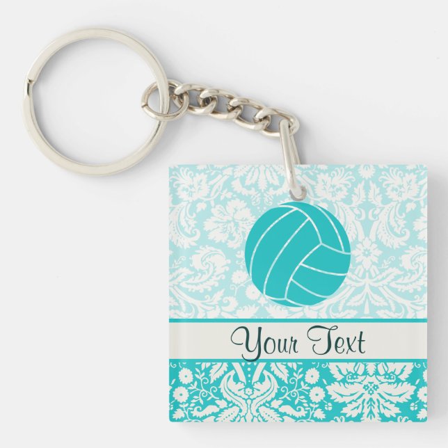 Teal Volleyball Keychain (Front)