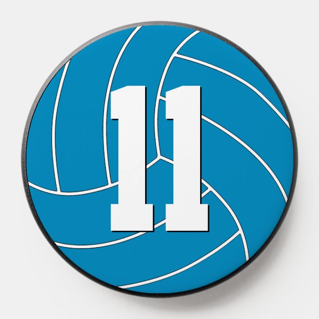 Teal Volleyball Player Custom Number Personalized PopSocket (Popsocket)