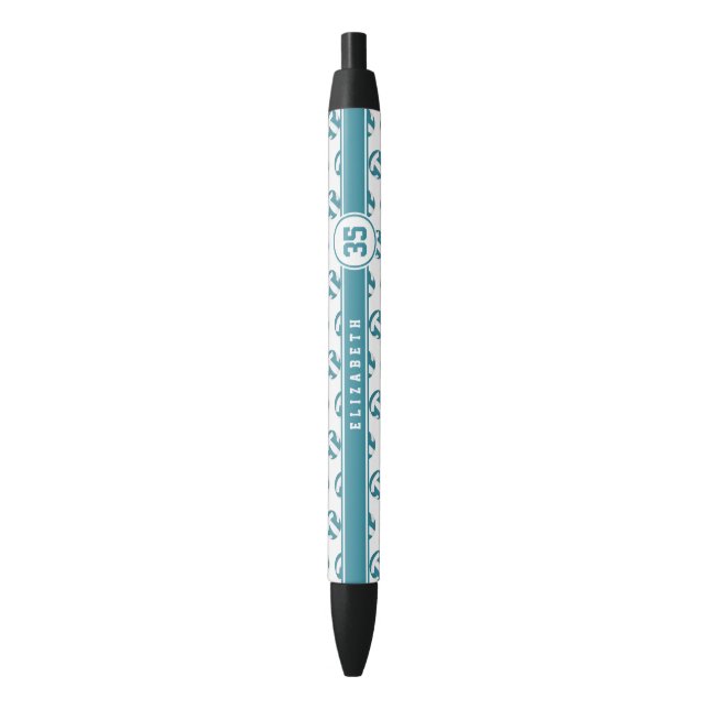 teal volleyball team spirit gifts with player name pen (Front Vertical)
