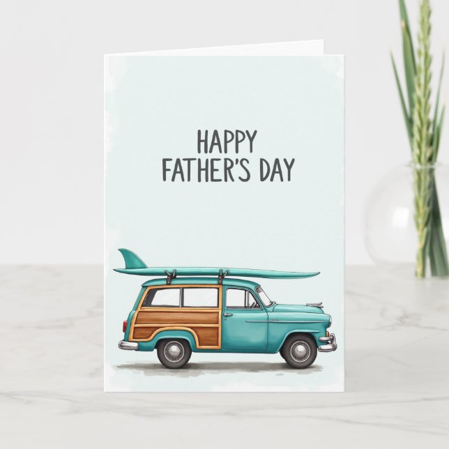 Teal Wagon Sweet Fathers Day Card (Front)