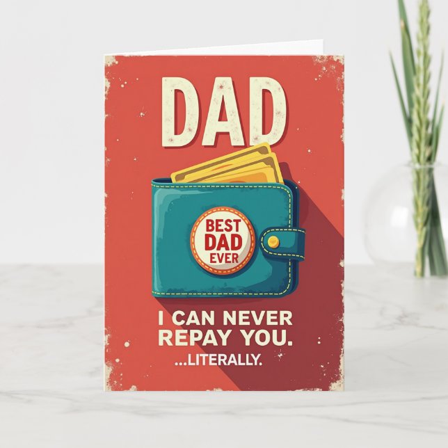 Teal Wallet Dad Illustration Card (Front)
