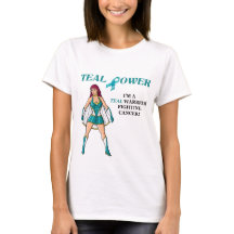 Teal Warrior T-Shirt Ovarian Cancer Design 2