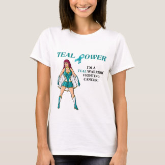 Teal Warrior T-Shirt Ovarian Cancer Design 2