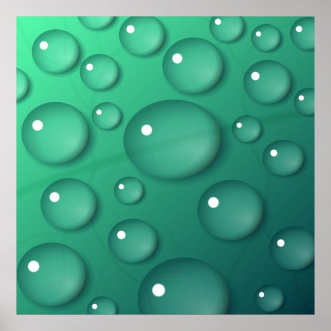 Teal Water Drop Texture Poster (Front)