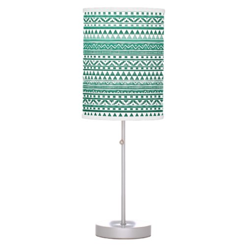 Teal Watercolor Abstract Aztec Tribal Print Pattrn Table Lamp