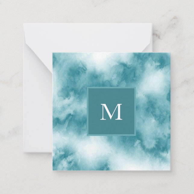 Teal Watercolor Abstract Note Card (Front)