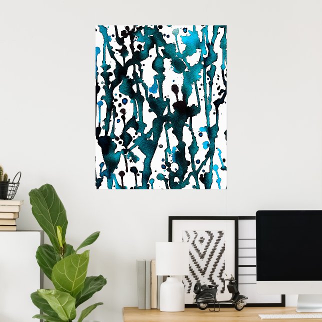 Teal Watercolor Abstract Poster (Home Office)