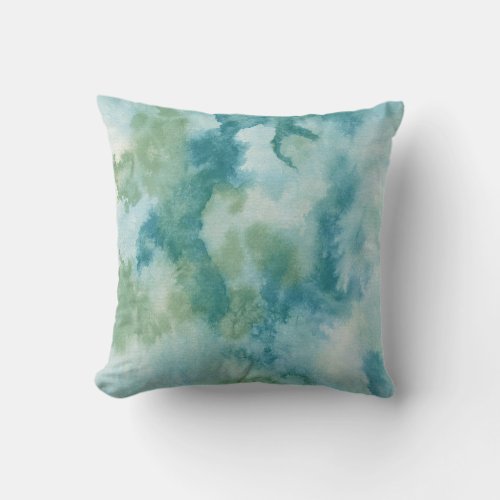 Teal Watercolor Abstract Throw Pillow