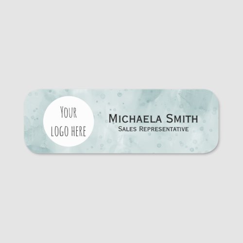 Teal Watercolor Business Employee  Name Tag