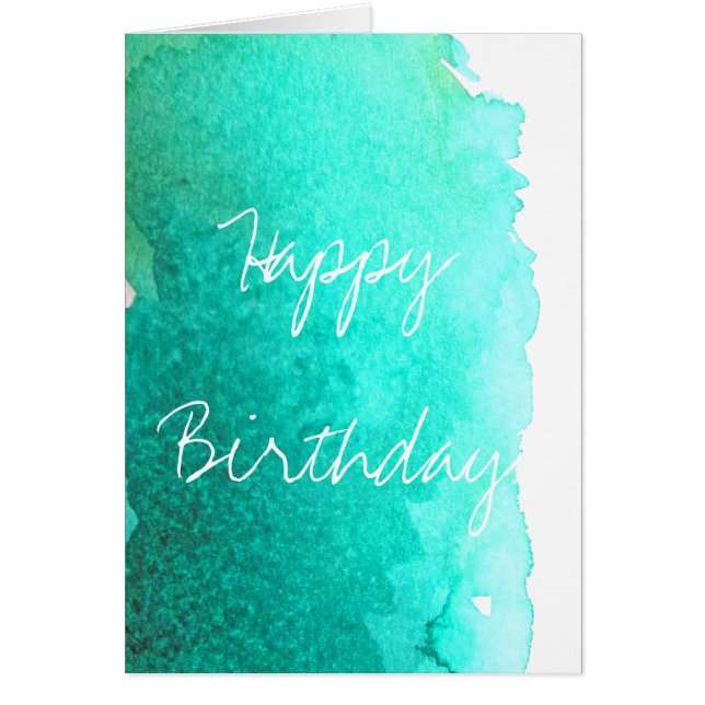 Teal watercolor cute arty creative birthday cards (Front)