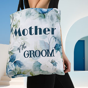 Teal Watercolor Flowers Elegant Wedding Tote Bag