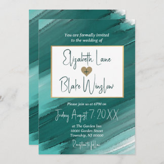 Teal Watercolor invitation - Wedding invite