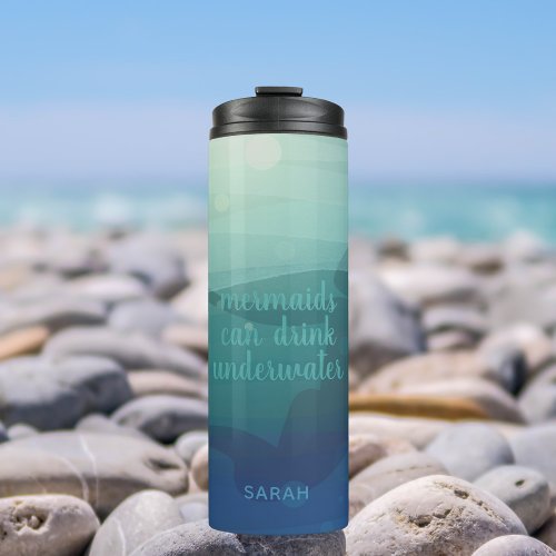 Teal Watercolor Mermaid Thermal Tumbler