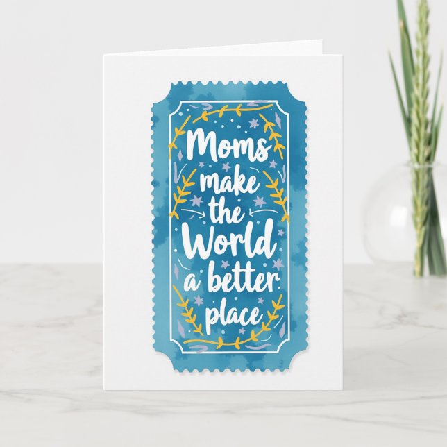 Teal Watercolor Moms Day Card (Front)