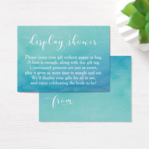 Teal Watercolor No Wrap Bridal Shower Gift Card