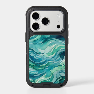 Teal Watercolor Ocean Waves iPhone 17 Pro Case
