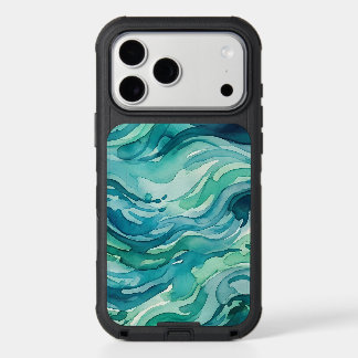 Teal Watercolor Ocean Waves iPhone 17 Pro Max Case