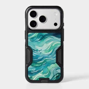 Teal Watercolor Ocean Waves iPhone 17 Pro Case