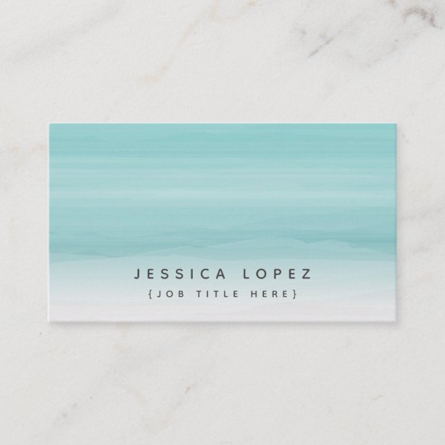 Teal Watercolor Ombre Generic Template Business Card (Front)
