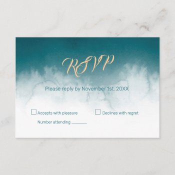 Teal Watercolor Ombre Response Rsvp Enclosure Card by starstreamdesign at Zazzle