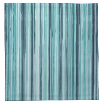 Teal Watercolor Painted Stripes (teal  Cyan  Blue) Napkin by PatternswithPassion at Zazzle