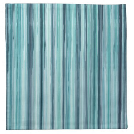 Teal Watercolor Painted Stripes (teal, Cyan, Blue) Napkin