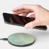 Teal Watercolor Pattern Background Wireless Charger (Hand)