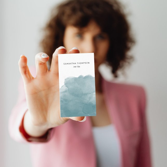 Teal Watercolor QR Code Social Media Icons Business Card (Creator Uploaded)