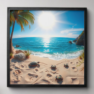 Teal Watercolor Sea Turtle Coastal Zen Peel And Stick Photo Tile
