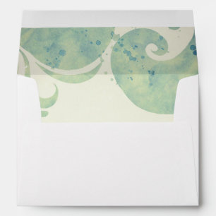 Teal Watercolor Sea Waves Splashes Envelope