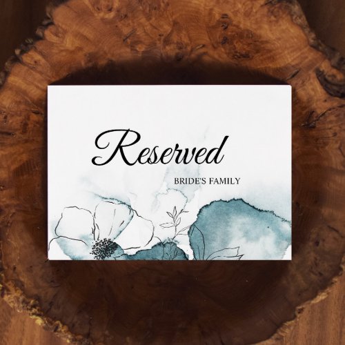 Teal Watercolor Sketch Wedding Reserved Sign