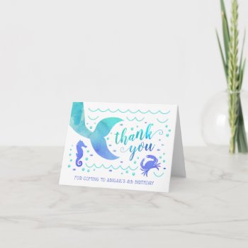 Teal Watercolor Under The Sea Mermaid Thank You by thepixelprojekt at Zazzle
