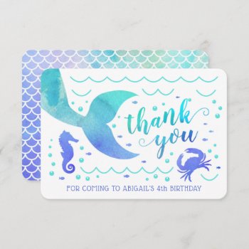 Teal Watercolor Under The Sea Mermaid Thank You Invitation by thepixelprojekt at Zazzle